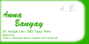 anna banyay business card